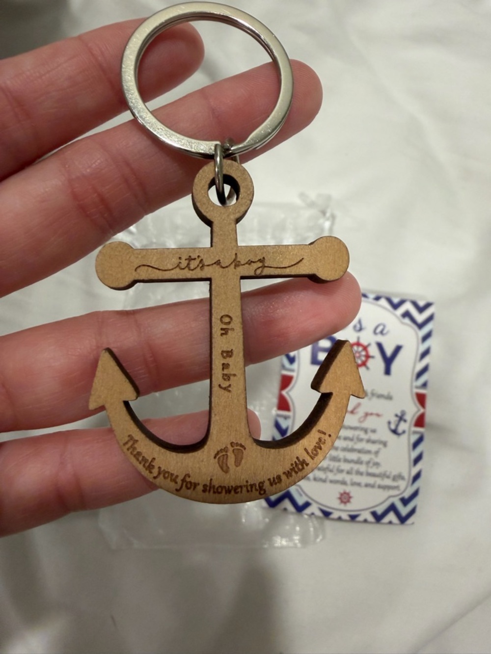 'It's a Boy' Anchor Keychain - Blue with Bags - Picture 3 of 5